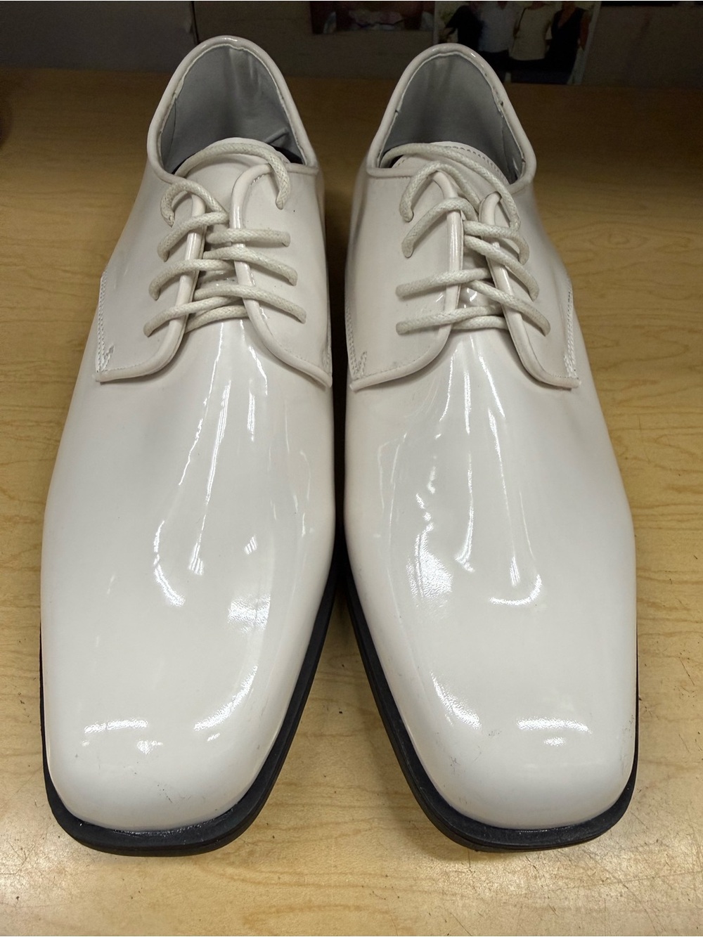 NWT Men's White Patent Leather Dress Shoes - Lace-Up